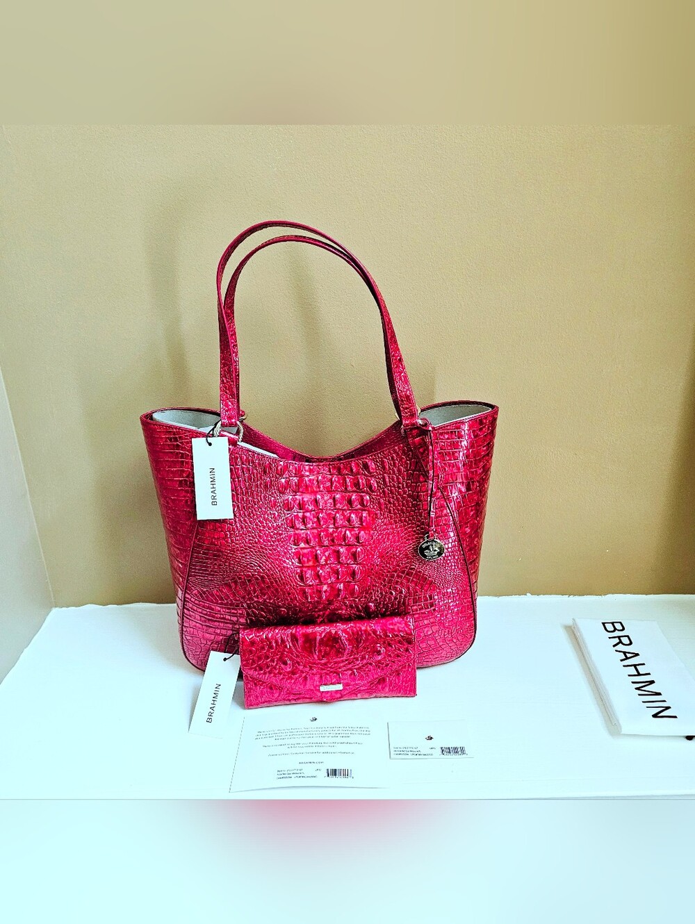 NWT Brahmin RED OPAL Aliza w/Veronica Wallet